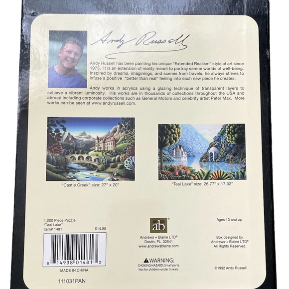 Andy Russell 1000 Piece Puzzle “Teal Lake” Castle Futuristic - Picture 4 of 4